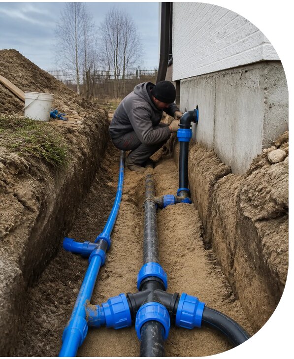 Монтаж наружного водопровода на участке под ключ в Дагестанских Огнях